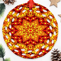 Kaleidoscope Mandala Recreation Round Filigree Ornament (two Sides) by Simbadda