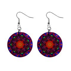 Kaleidoscope Mandala Pattern Mini Button Earrings