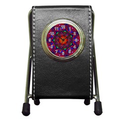 Kaleidoscope Mandala Pattern Pen Holder Desk Clock by Simbadda