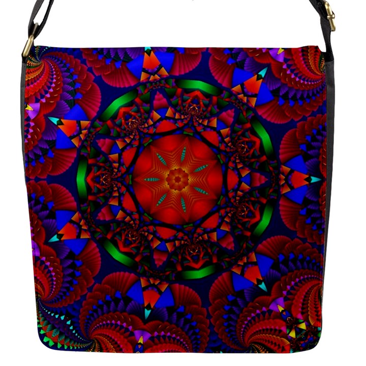 Kaleidoscope Mandala Pattern Flap Closure Messenger Bag (S)