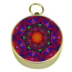 Kaleidoscope Mandala Pattern Gold Compasses by Simbadda