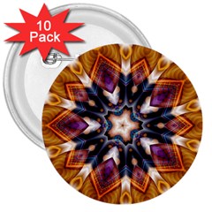 Kaleidoscope Pattern Kaleydograf 3  Buttons (10 Pack)  by Simbadda