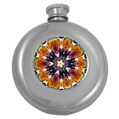 Kaleidoscope Pattern Kaleydograf Round Hip Flask (5 Oz) by Simbadda