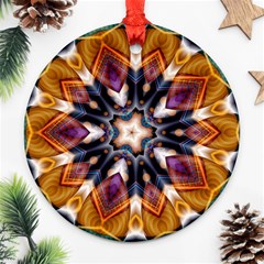 Kaleidoscope Pattern Kaleydograf Round Ornament (two Sides) by Simbadda