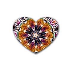 Kaleidoscope Pattern Kaleydograf Rubber Coaster (heart)  by Simbadda