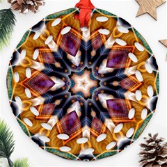 Kaleidoscope Pattern Kaleydograf Round Filigree Ornament (two Sides) by Simbadda