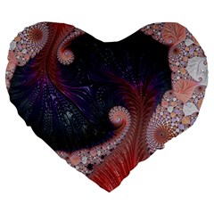 Fractal Art Artwork Design Large 19  Premium Flano Heart Shape Cushions by Simbadda