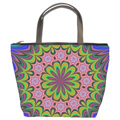 Floral Fractal Star Render Bucket Bag by Simbadda