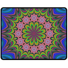 Floral Fractal Star Render Double Sided Fleece Blanket (medium)  by Simbadda