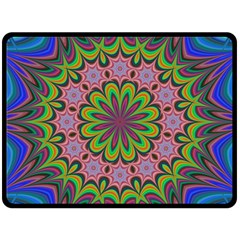 Floral Fractal Star Render Double Sided Fleece Blanket (large)  by Simbadda