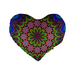 Floral Fractal Star Render Standard 16  Premium Flano Heart Shape Cushions