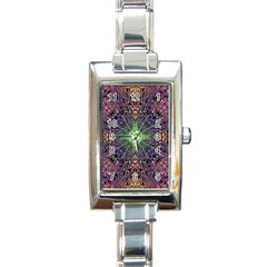 Mandala Carpet Pattern Geometry Rectangle Italian Charm Watch by Simbadda