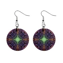 Mandala Carpet Pattern Geometry Mini Button Earrings by Simbadda