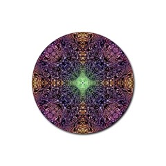 Mandala Carpet Pattern Geometry Rubber Coaster (round)  by Simbadda