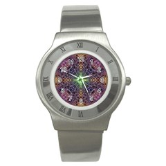 Mandala Carpet Pattern Geometry Stainless Steel Watch by Simbadda