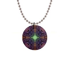 Mandala Carpet Pattern Geometry 1  Button Necklace by Simbadda