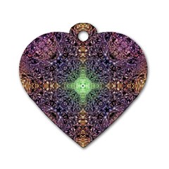 Mandala Carpet Pattern Geometry Dog Tag Heart (one Side) by Simbadda