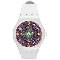 Mandala Carpet Pattern Geometry Round Plastic Sport Watch (m) by Simbadda