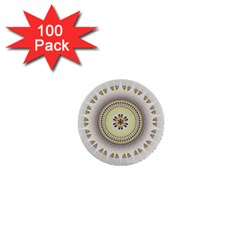 Mandala Fractal Decorative 1  Mini Buttons (100 Pack)  by Simbadda