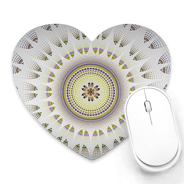 Mandala Fractal Decorative Heart Mousepads