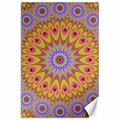 Geometric Flower Oriental Ornament Canvas 24  X 36  by Simbadda