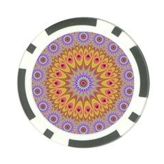 Geometric Flower Oriental Ornament Poker Chip Card Guard by Simbadda