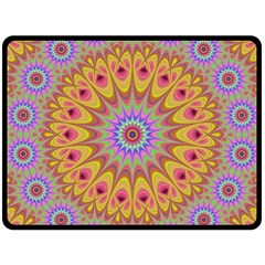 Geometric Flower Oriental Ornament Double Sided Fleece Blanket (large)  by Simbadda