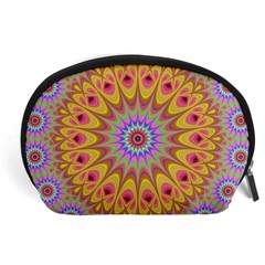 Geometric Flower Oriental Ornament Accessory Pouch (large) by Simbadda