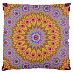 Geometric Flower Oriental Ornament Large Flano Cushion Case (two Sides) by Simbadda