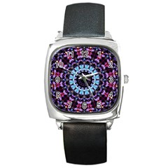 Kaleidoscope Shape Abstract Design Square Metal Watch by Simbadda