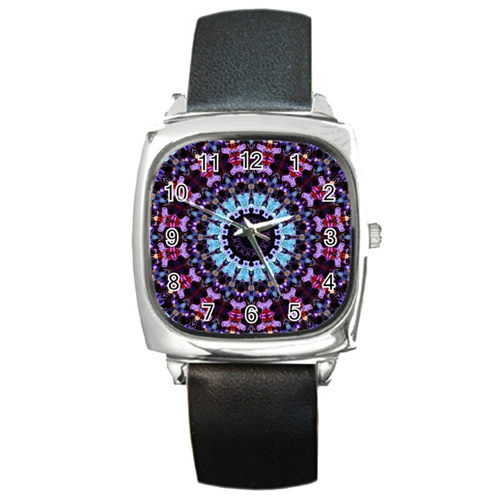 Kaleidoscope Shape Abstract Design Square Metal Watch