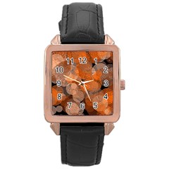 Circle Rings Abstract Optics Rose Gold Leather Watch  by Simbadda