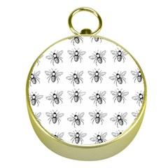 Pop Art  Bee Pattern Gold Compasses