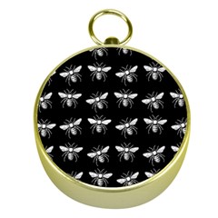 Pop Art  Bee Pattern Gold Compasses