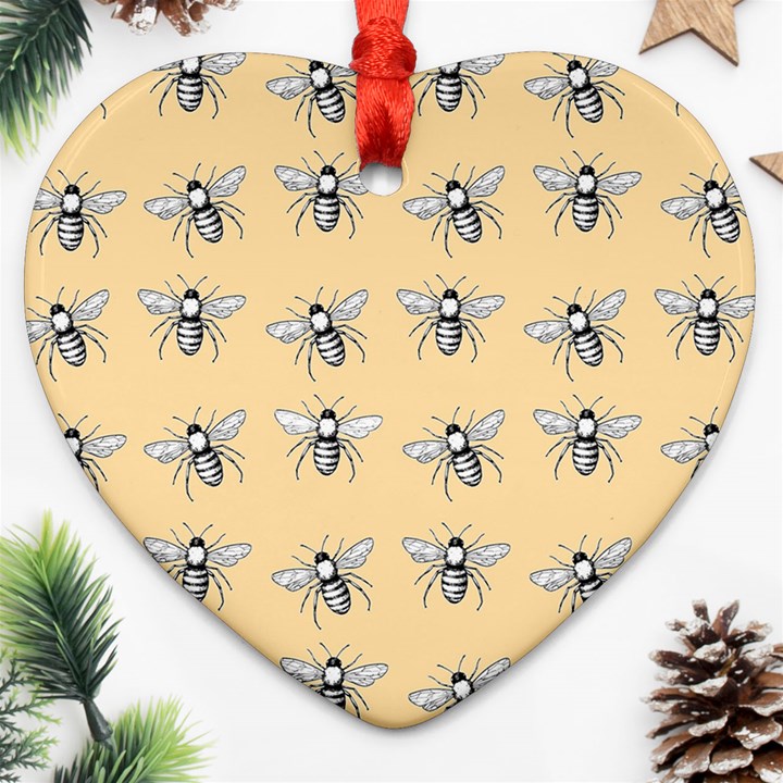 Pop Art  Bee Pattern Ornament (Heart)