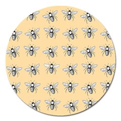 Pop Art  Bee Pattern Magnet 5  (Round)