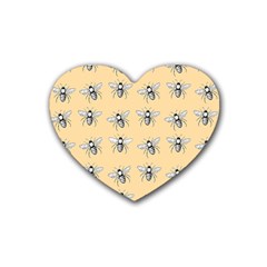 Pop Art  Bee Pattern Rubber Coaster (Heart) 