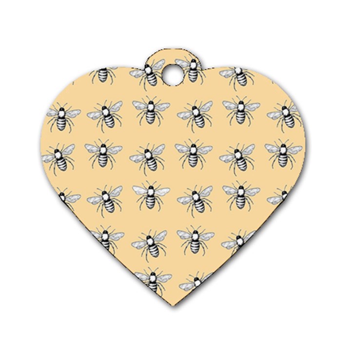 Pop Art  Bee Pattern Dog Tag Heart (Two Sides)