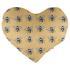 Pop Art  Bee Pattern Large 19  Premium Heart Shape Cushions