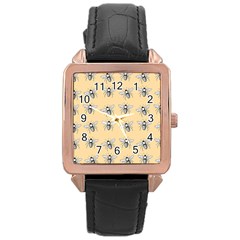 Pop Art  Bee Pattern Rose Gold Leather Watch 