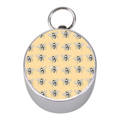 Pop Art  Bee Pattern Mini Silver Compasses