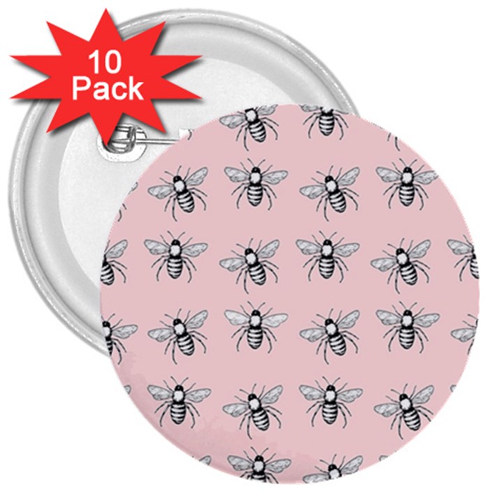 Pop Art  Bee Pattern 3  Buttons (10 pack) 