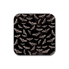 Vintage Halloween Bat Pattern Rubber Coaster (square)  by Valentinaart