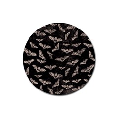 Vintage Halloween Bat Pattern Rubber Round Coaster (4 Pack)  by Valentinaart