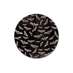 Vintage Halloween Bat Pattern Magnet 3  (round) by Valentinaart