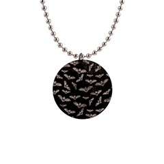 Vintage Halloween Bat Pattern 1  Button Necklace by Valentinaart