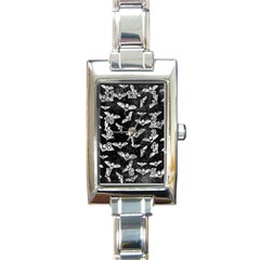 Vintage Halloween Bat Pattern Rectangle Italian Charm Watch by Valentinaart