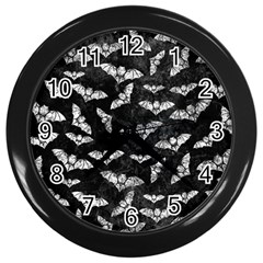 Vintage Halloween Bat Pattern Wall Clock (black) by Valentinaart