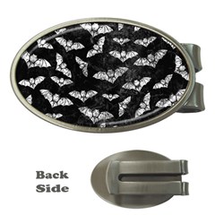 Vintage Halloween Bat Pattern Money Clips (oval)  by Valentinaart