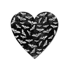 Vintage Halloween Bat Pattern Heart Magnet by Valentinaart